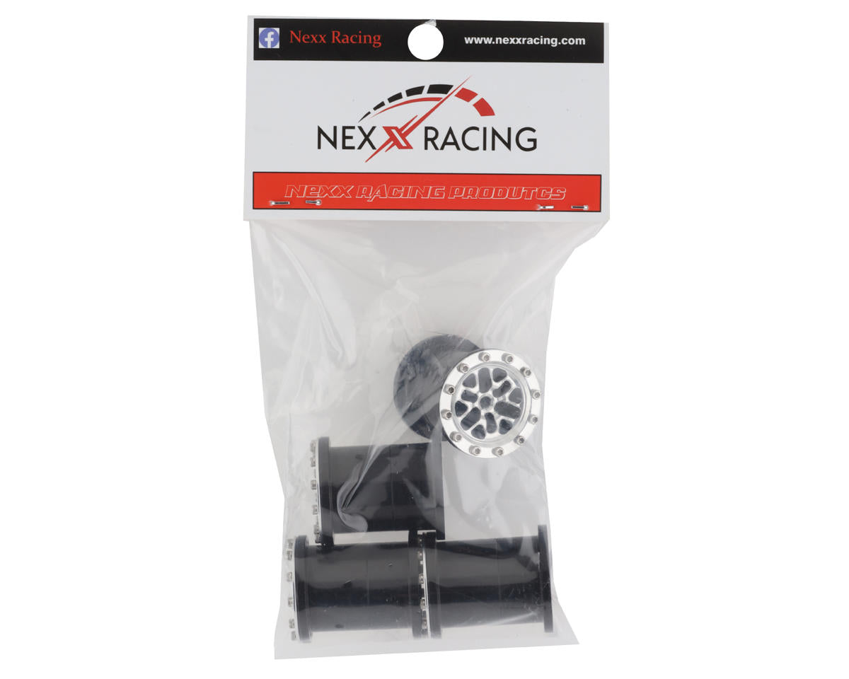 NEXX Racing FCX24 1/28 Aluminum Monster Truck Beadlock Wheels (Silver) (4)