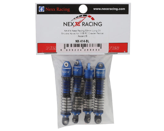 NEXX Racing Redcat Ascent18 Long Travel Aluminum Oil Shocks (Blue) (4) (59mm)