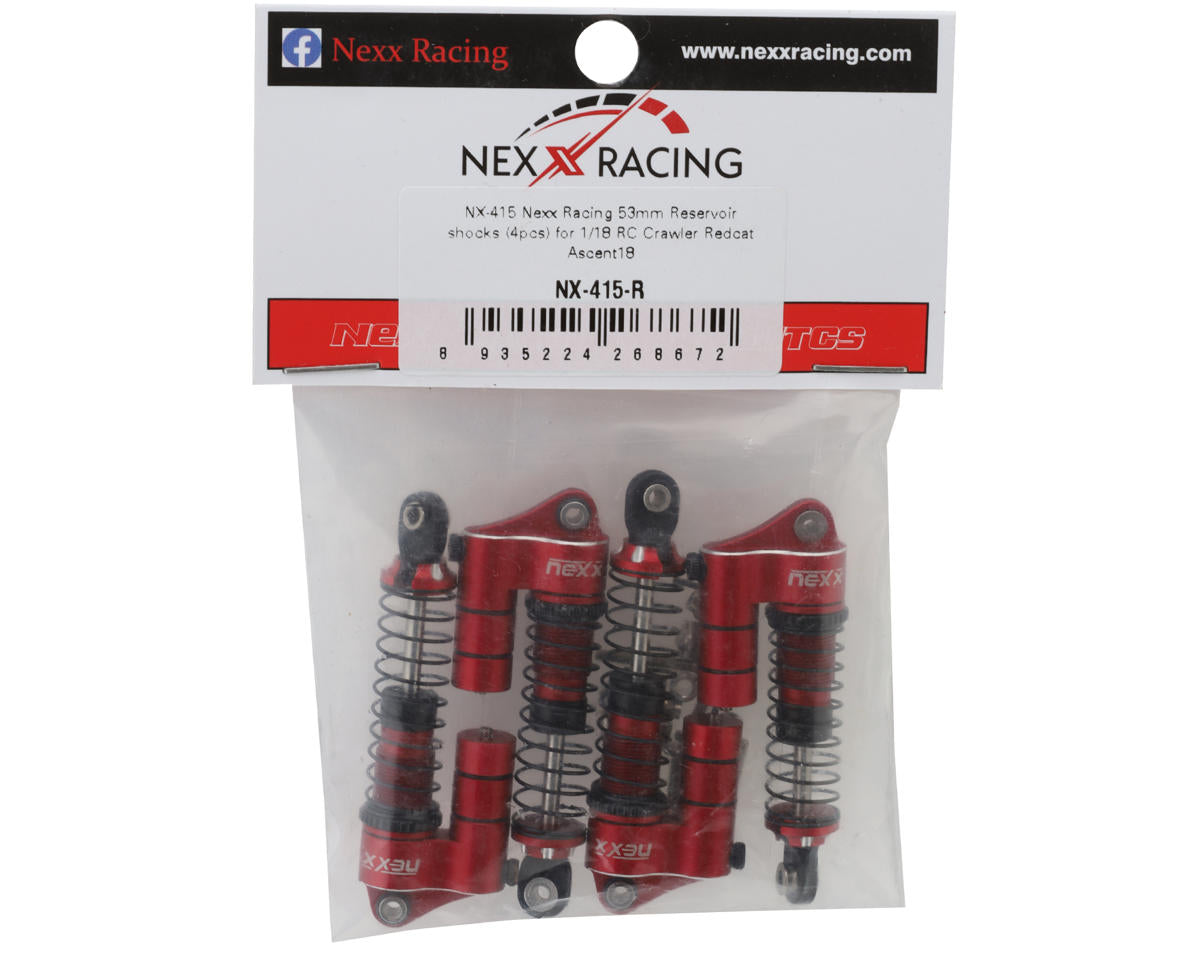 NEXX Racing Redcat Ascent18 Reservoir Aluminum Oil Shocks (Red) (4) (53mm)