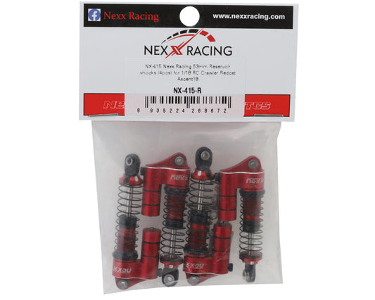NEXX Racing Redcat Ascent18 Reservoir Aluminum Oil Shocks (Red) (4) (53mm)