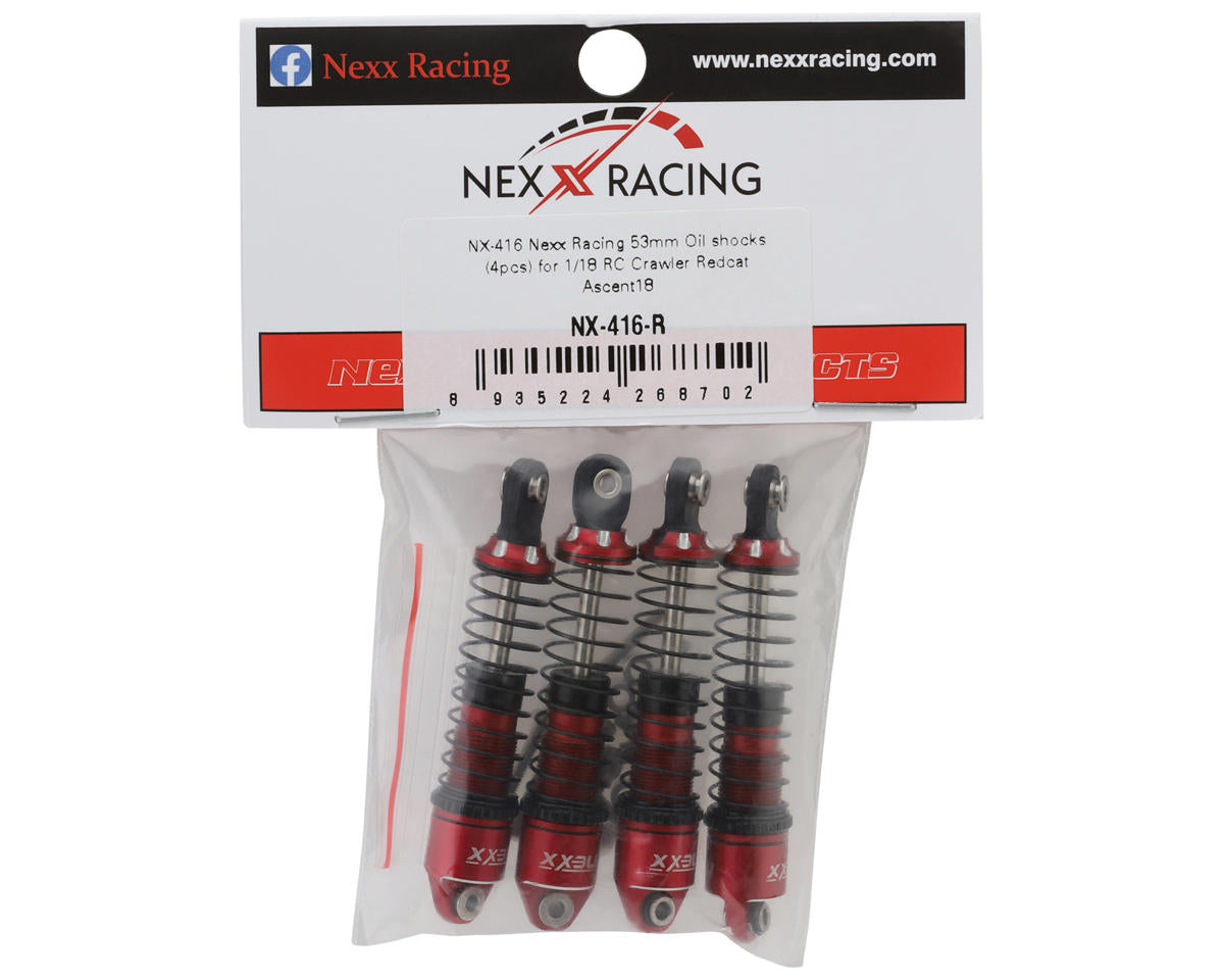 NEXX Racing Redcat Ascent18 53mm Oil-Filled Shocks (Red) (4)