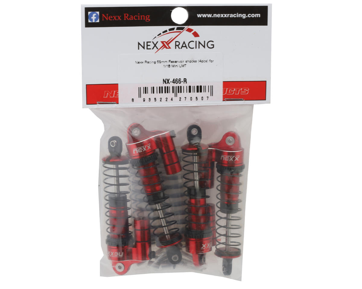 NEXX Racing Losi® Mini LMT 65mm Aluminum Oil-Filled Threaded Reservoir Shocks