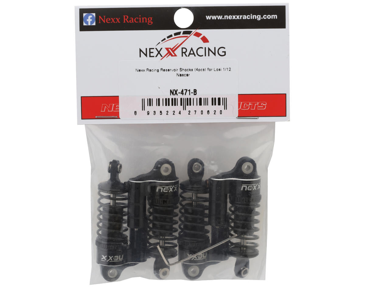 NEXX Racing Losi® NASCAR® Aluminum Oil-Filled Threaded Reservoir Shocks (Black)