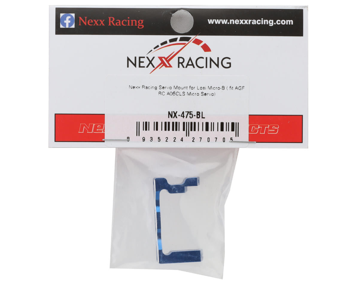 NEXX Racing Losi Micro-B Aluminum Servo Mount (Blue) (AGF RC A06CLS Servo)