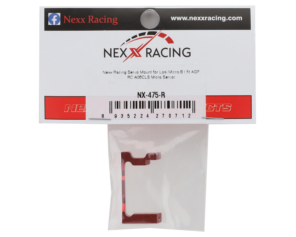 NEXX Racing Losi Micro-B Aluminum Servo Mount (Red) (AGF RC A06CLS Servo)