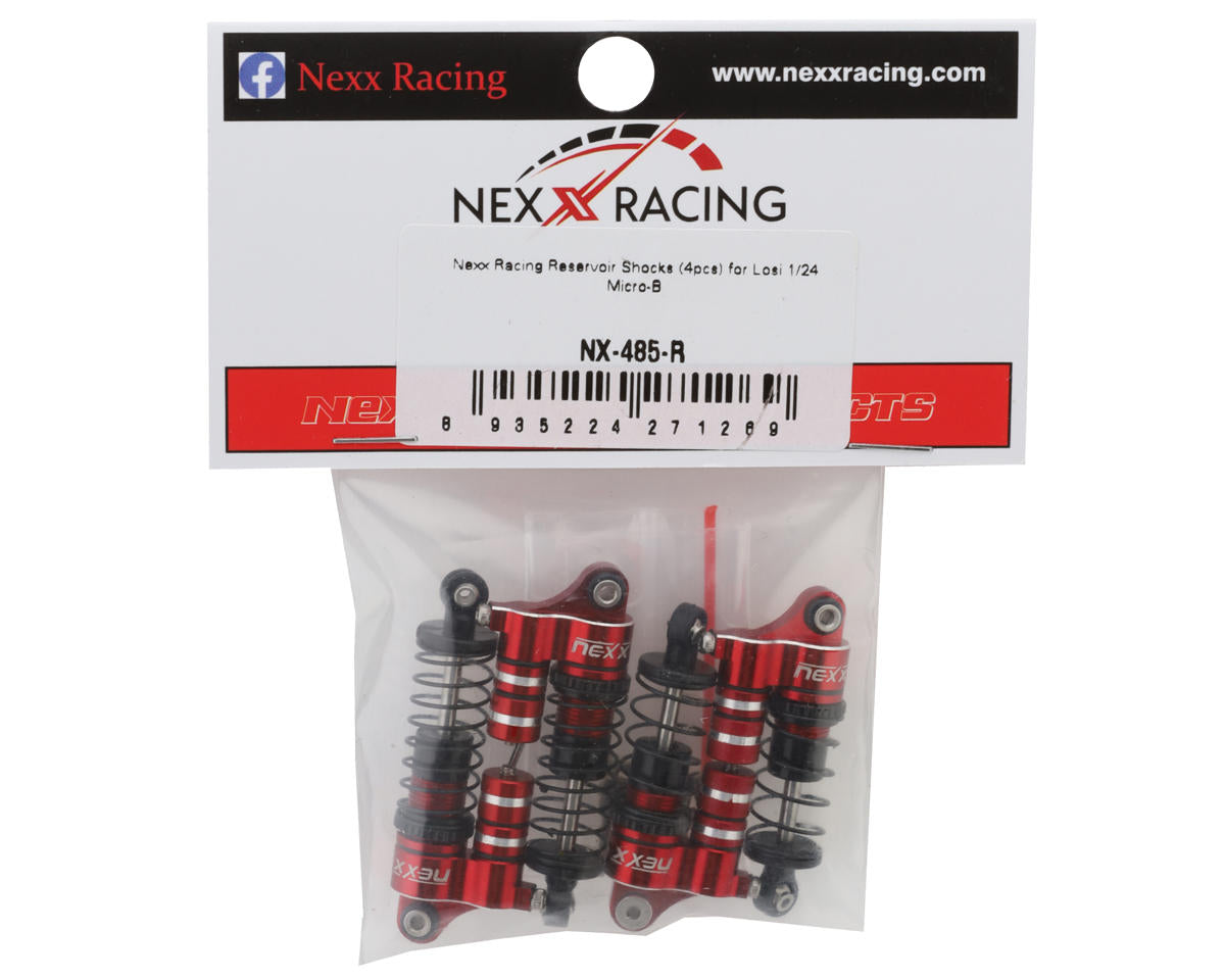 NEXX Racing Losi® Micro-B Aluminum Oil-Filled Threaded Reservoir Shocks (Red)
