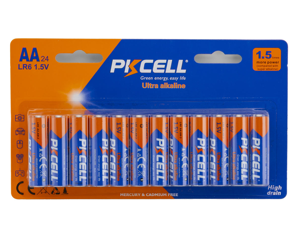 PKCell Ultra Alkaline AA Batteries 24 Pack Box (12)