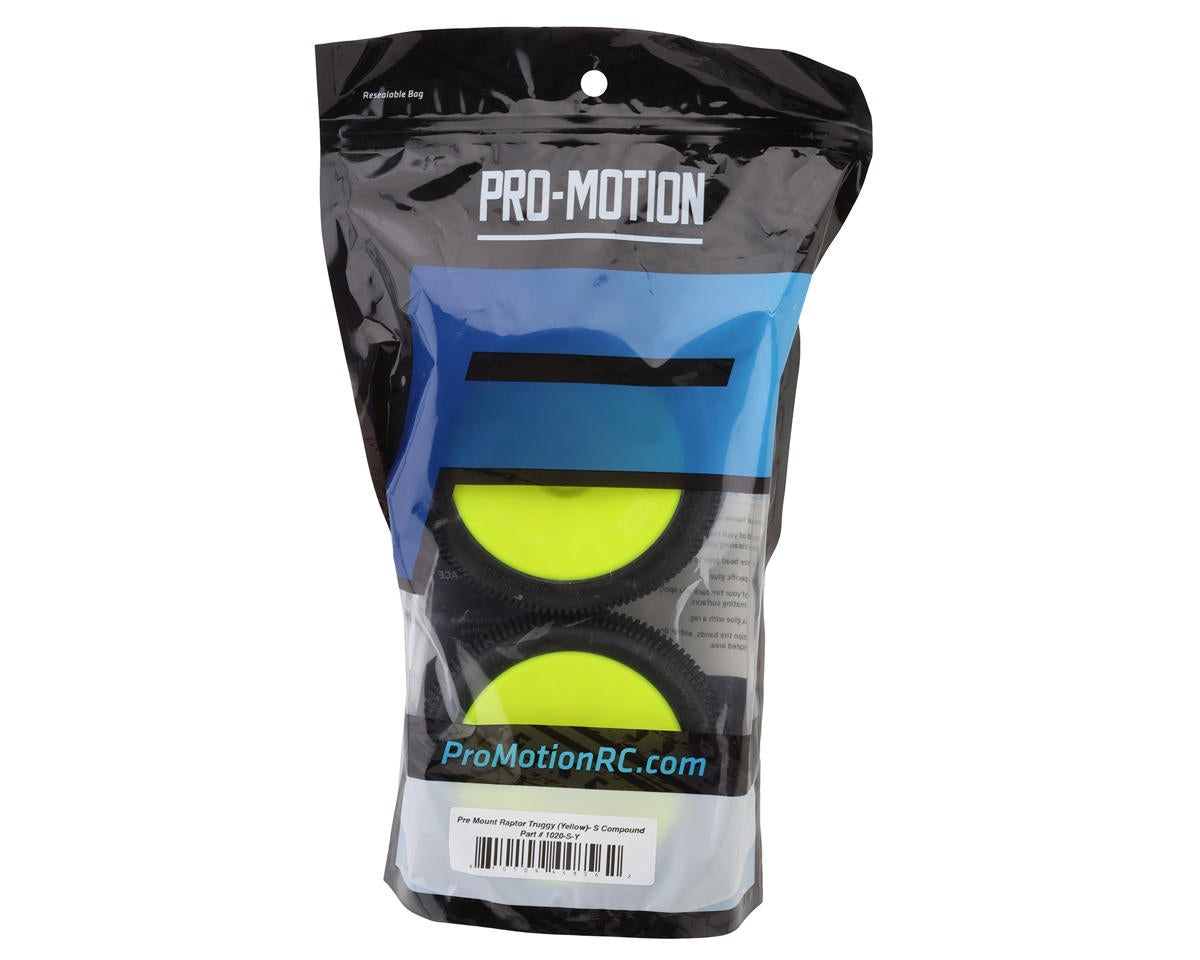Pro-Motion Raptor 1/8 Truggy Pre-Mount Tires (Yellow) (2) (Soft)