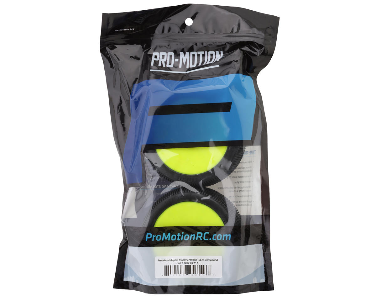 Pro-Motion Raptor 1/8 Truggy Pre-Mount Tires (Yellow) (2) (Soft - Long Wear)