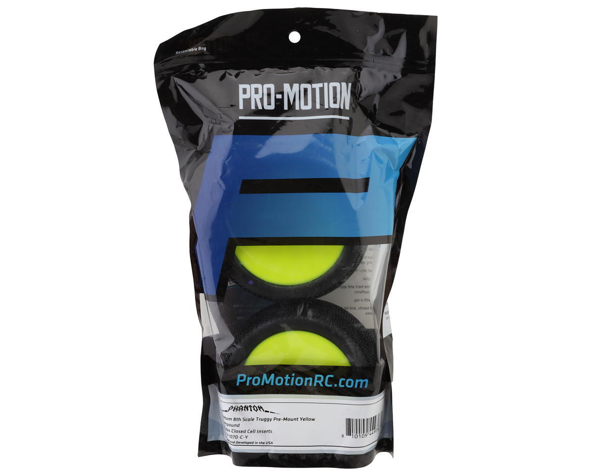 Pro-Motion Phantom Pre-Mounted 1/8 Truggy Tires (Yellow) (2) (Clay)