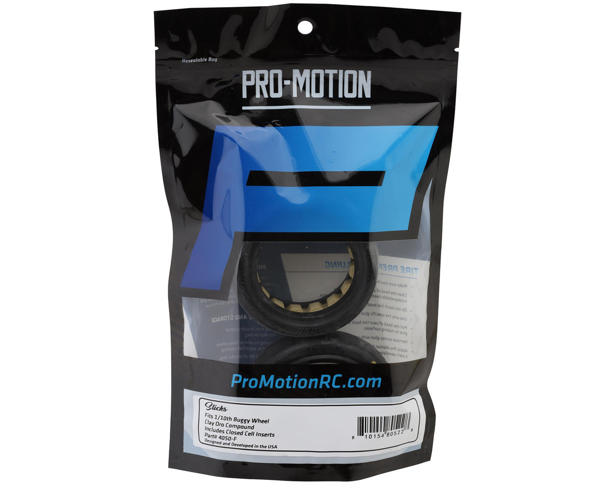 Pro-Motion Slicks 2.2'' 4WD Front Tires (2) (Clay Oro Single Gold Dot)