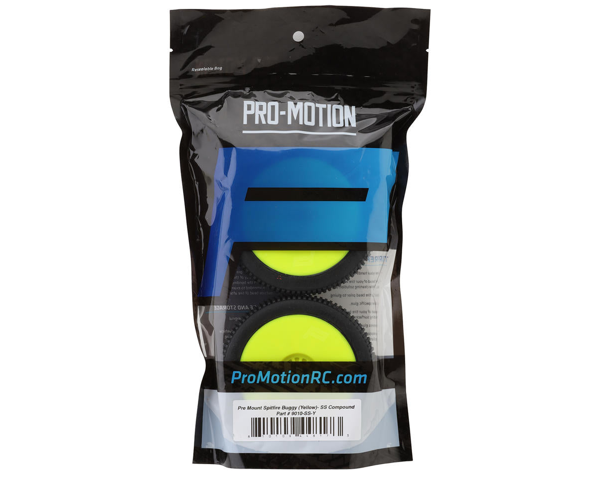 Pro-Motion Spitfire 1/8 Buggy Pre-Mount Tires (Yellow) (2) (Super Soft)