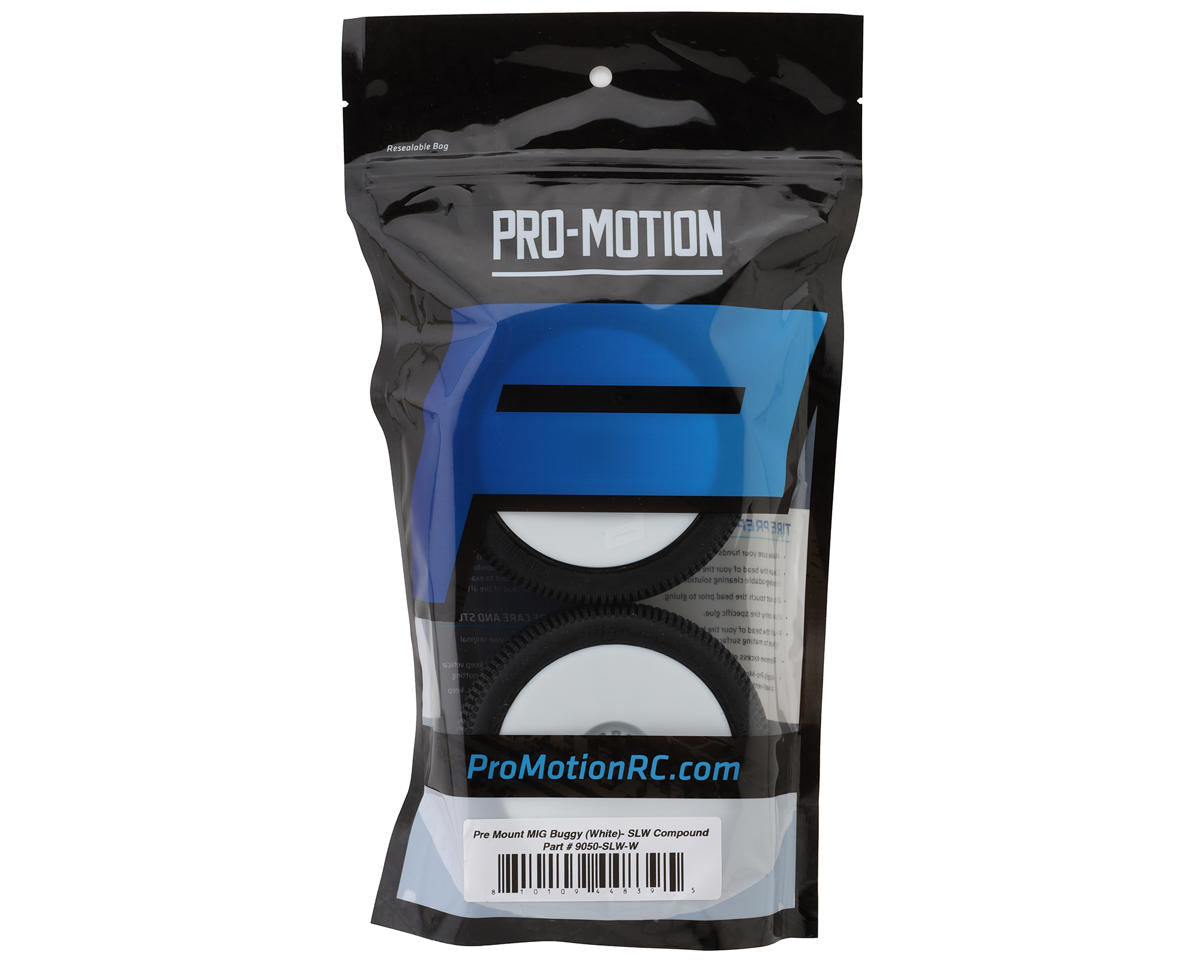 Pro-Motion MIG 1/8 Buggy Pre-Mount Tires (White) (2) (Soft - Long Wear)
