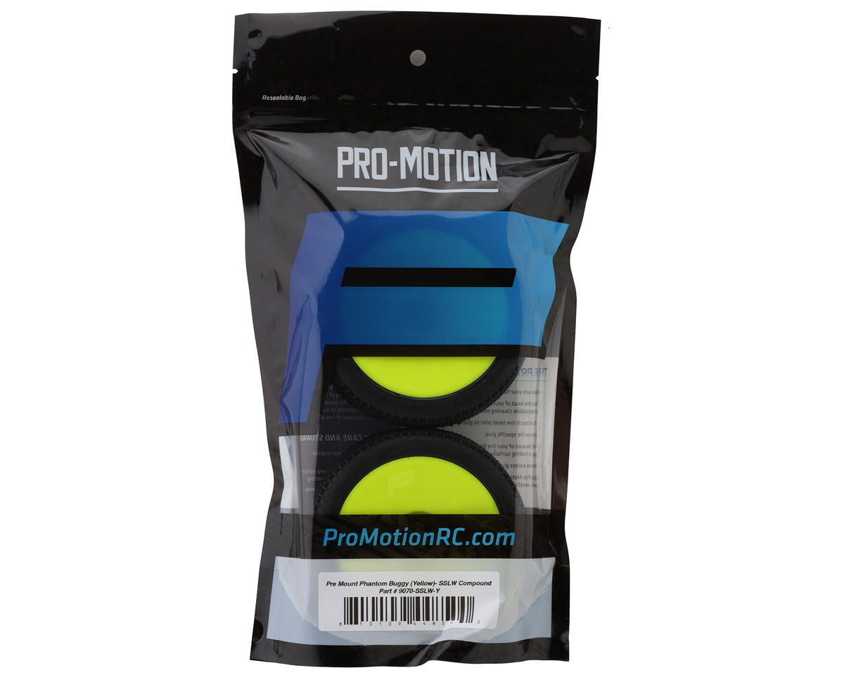 Pro-Motion Phantom 1/8 Buggy Pre-Mount Tires (Yellow) (2)