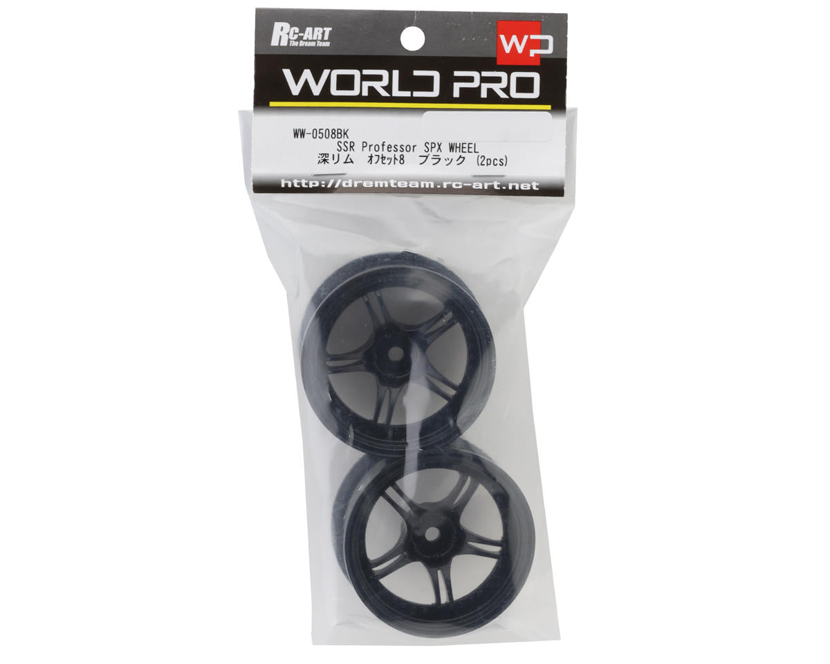 RC Art SSR Professor SPX 5-Split Spoke Drift Wheels (Black) (2) (8mm Offset)