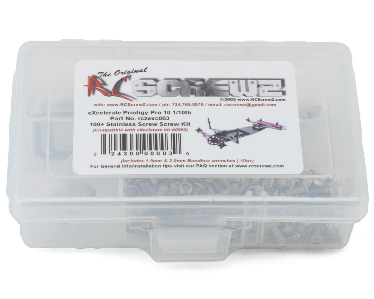 RC Screwz eXcelerate Prodigy Pro 10 Stainless Steel Screws Kit