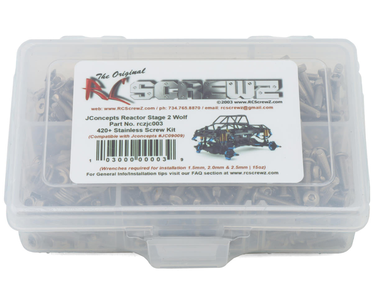 RC Screwz JConcepts Reactor Stage 2 "Wolf" 1/10th Stainless Steel Screw Set