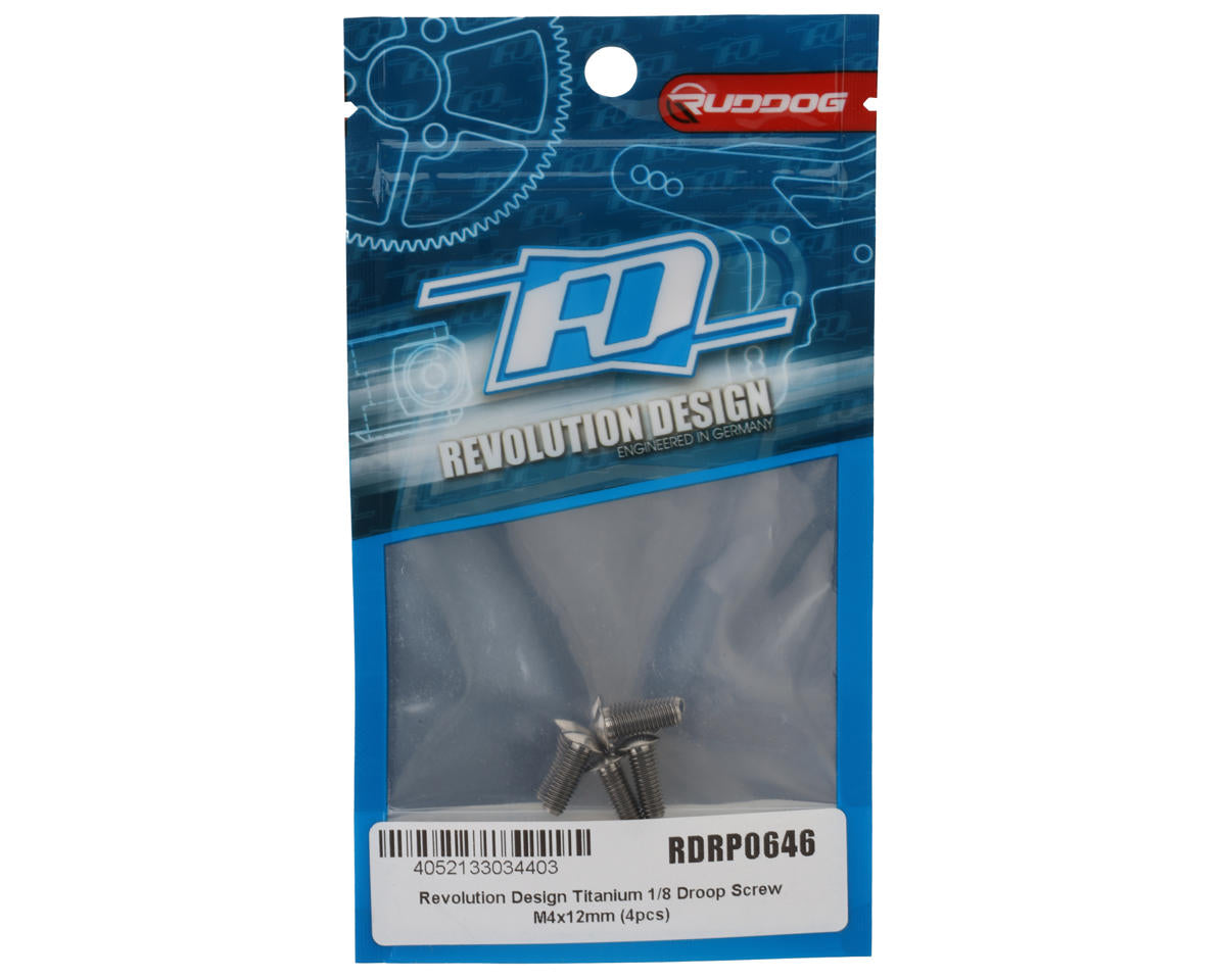 Revolution Design Titanium 1/8 Droop Screw (4) (4x12mm)