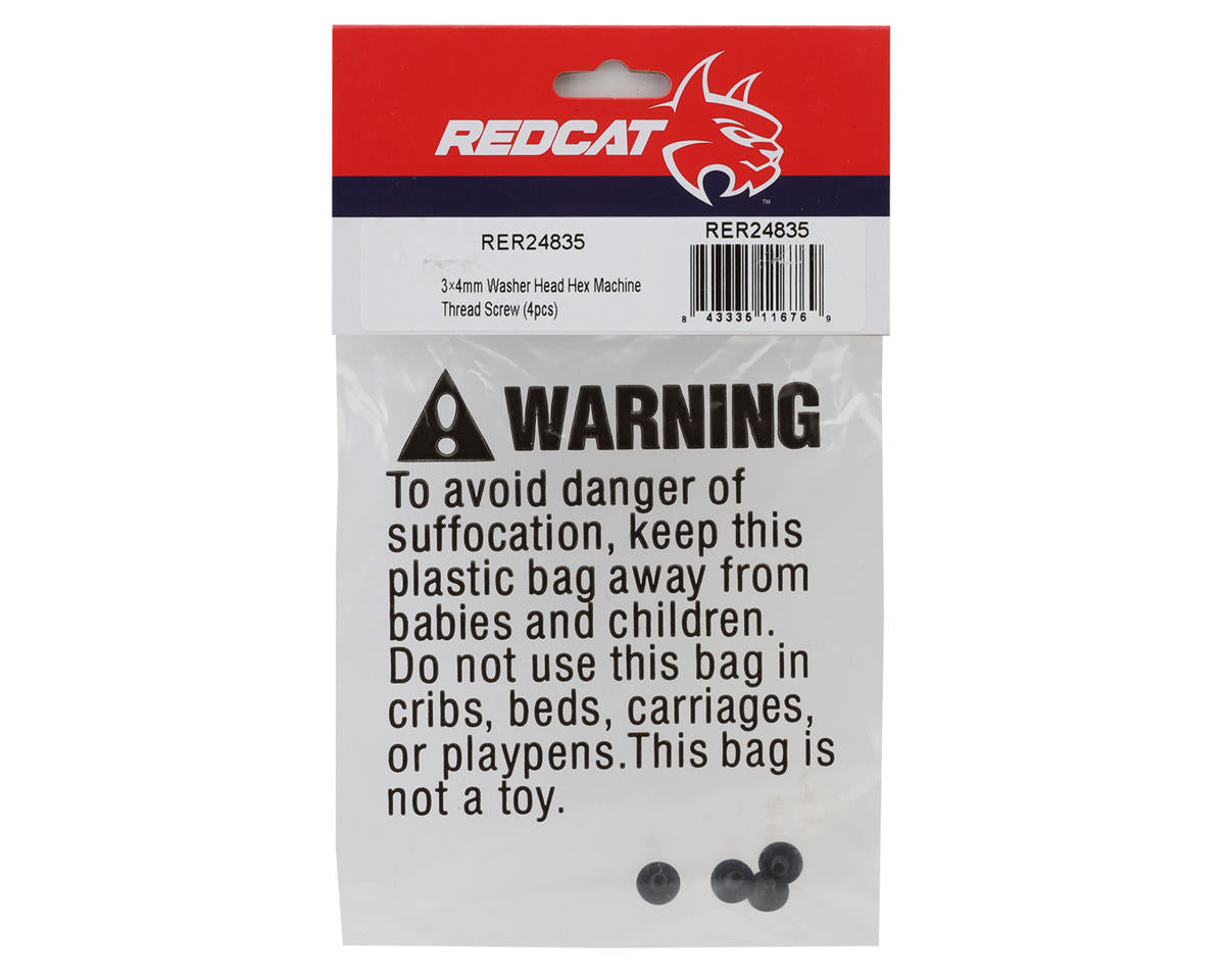 Redcat 3x4mm Washer Head Self-Tapping Screws (4)