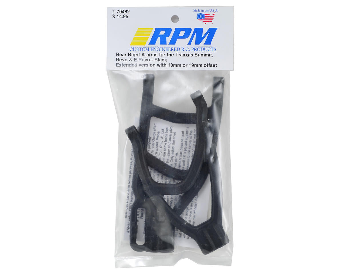 RPM Extended Rear Right A-Arms for Traxxas Revo/Revo 2.0/Summit (Black)
