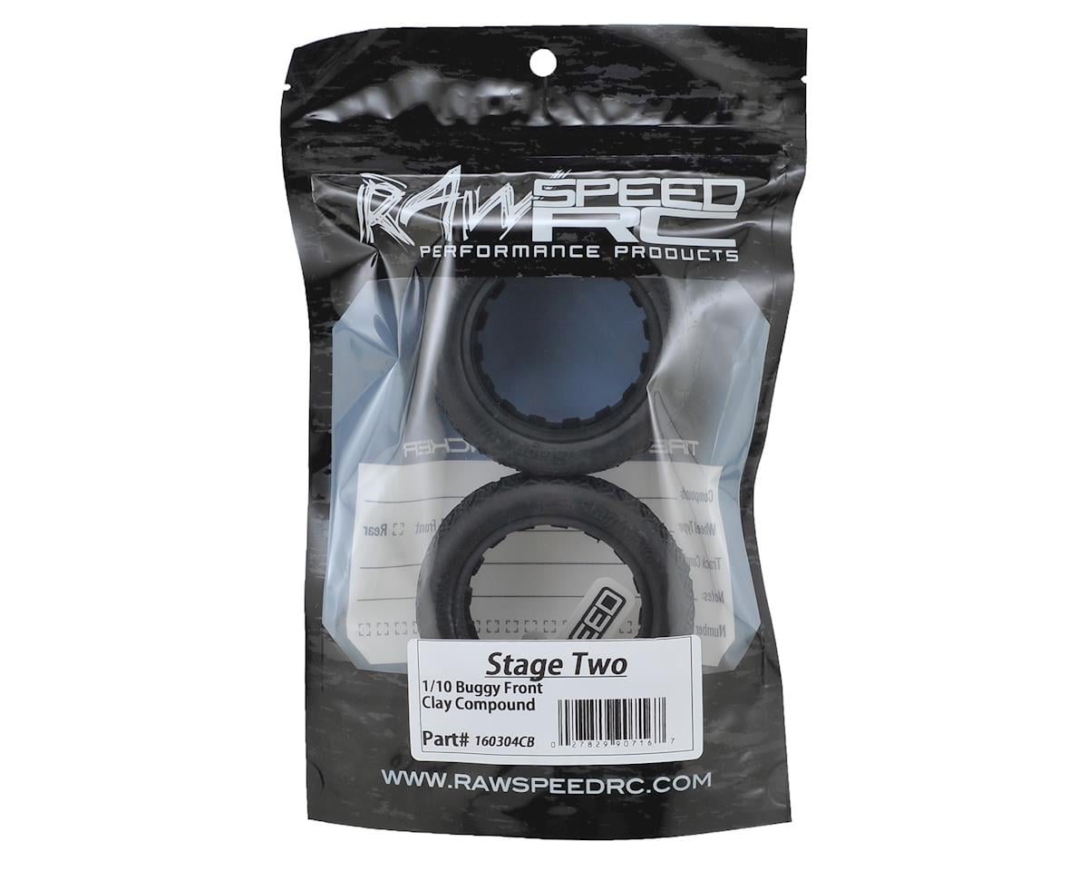 Raw Speed RC Stage Two 2.2" 1/10 2WD Front Buggy Tires (2) (Clay)