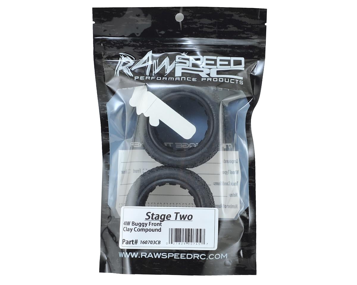 Raw Speed RC Stage Two 2.2" Front 4WD Buggy Tires (2) (Clay)