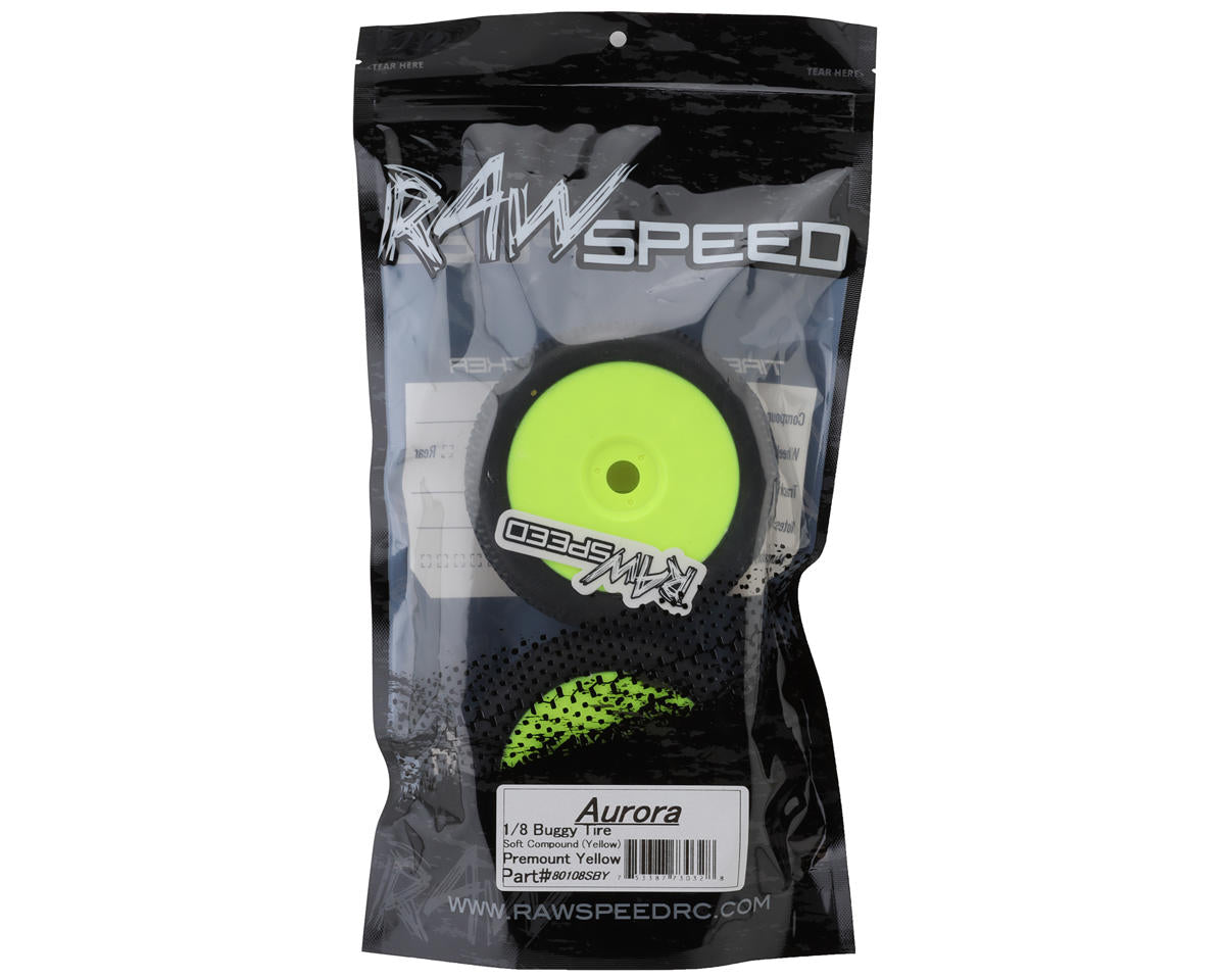 Raw Speed RC Aurora 1/8 Buggy Pre-Mounted Tires (Yellow) (2) (Soft)