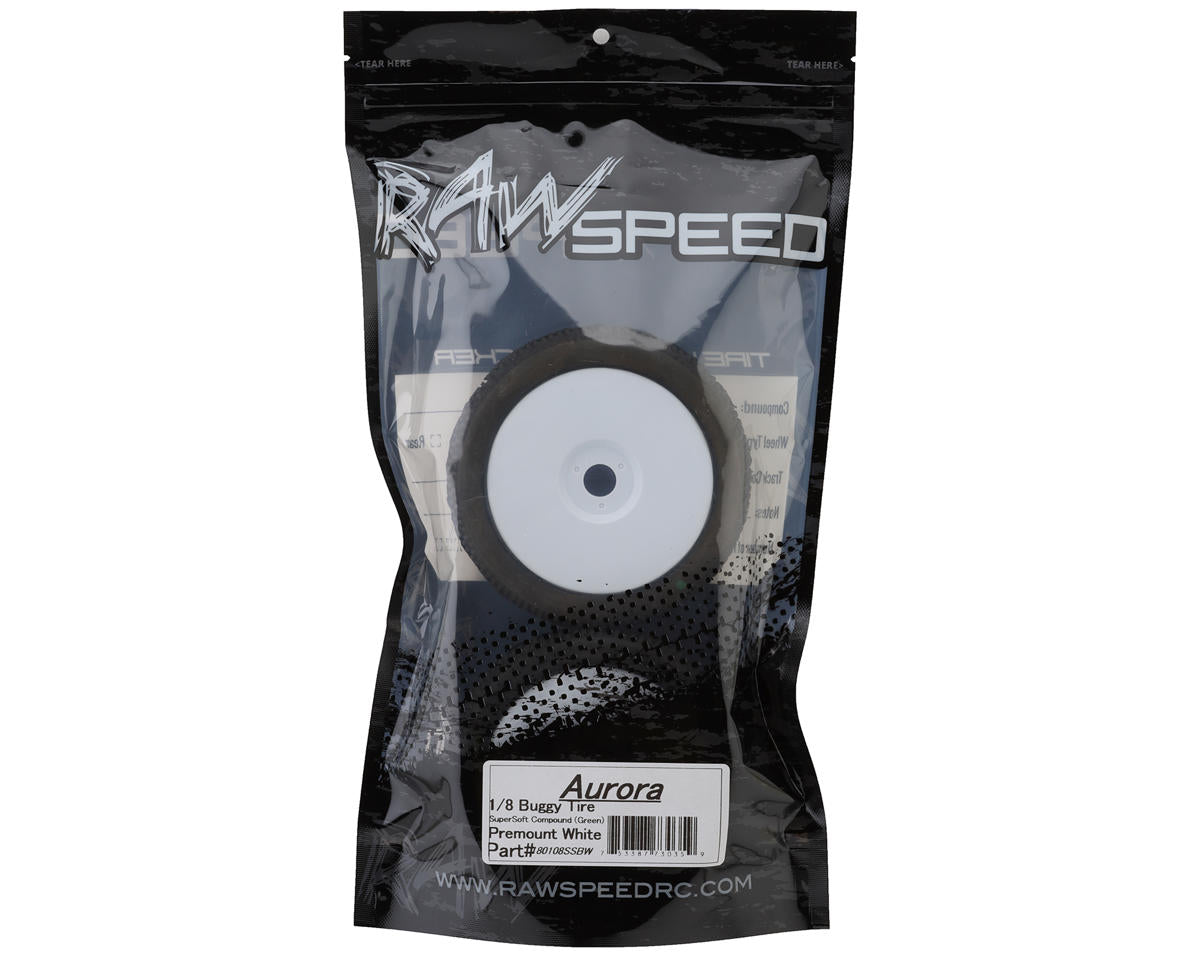 Raw Speed RC Aurora 1/8 Buggy Pre-Mounted Tires (White) (2) (Super Clay)