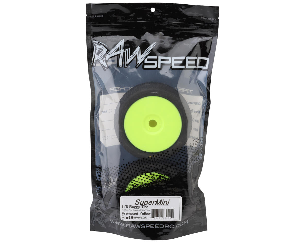 Raw Speed RC SuperMini 1/8 Buggy Pre-Mounted Tires (Yellow) (2)