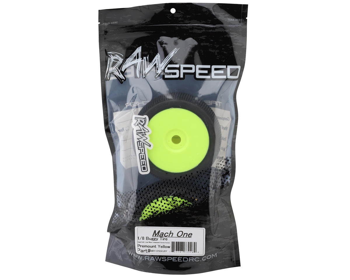 Raw Speed RC Mach One 1/8 Buggy Pre-Mounted Tires (Yellow) (2)