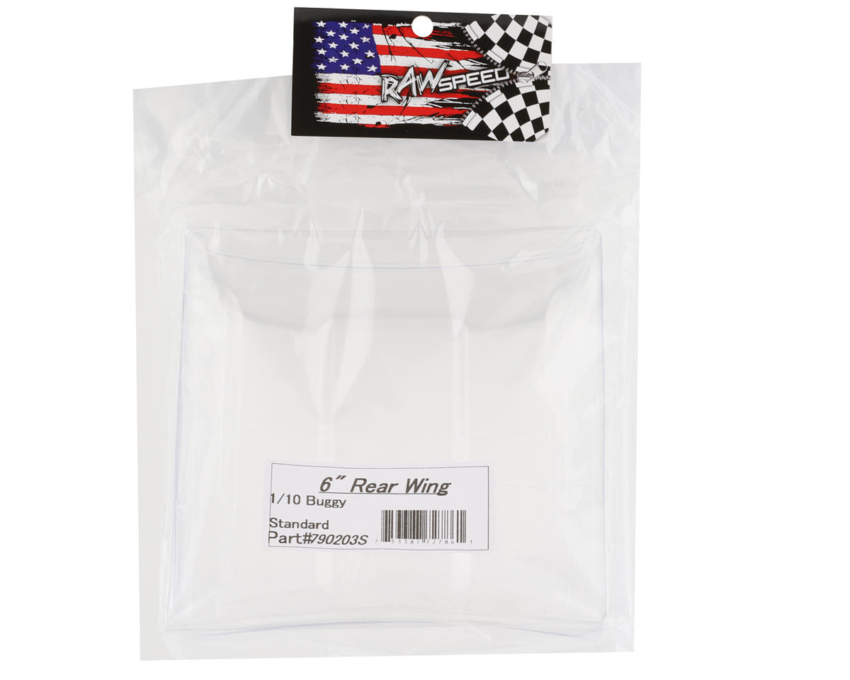 Raw Speed RC 1/10 Scale Buggy Rear Wing (Clear) (6.5")