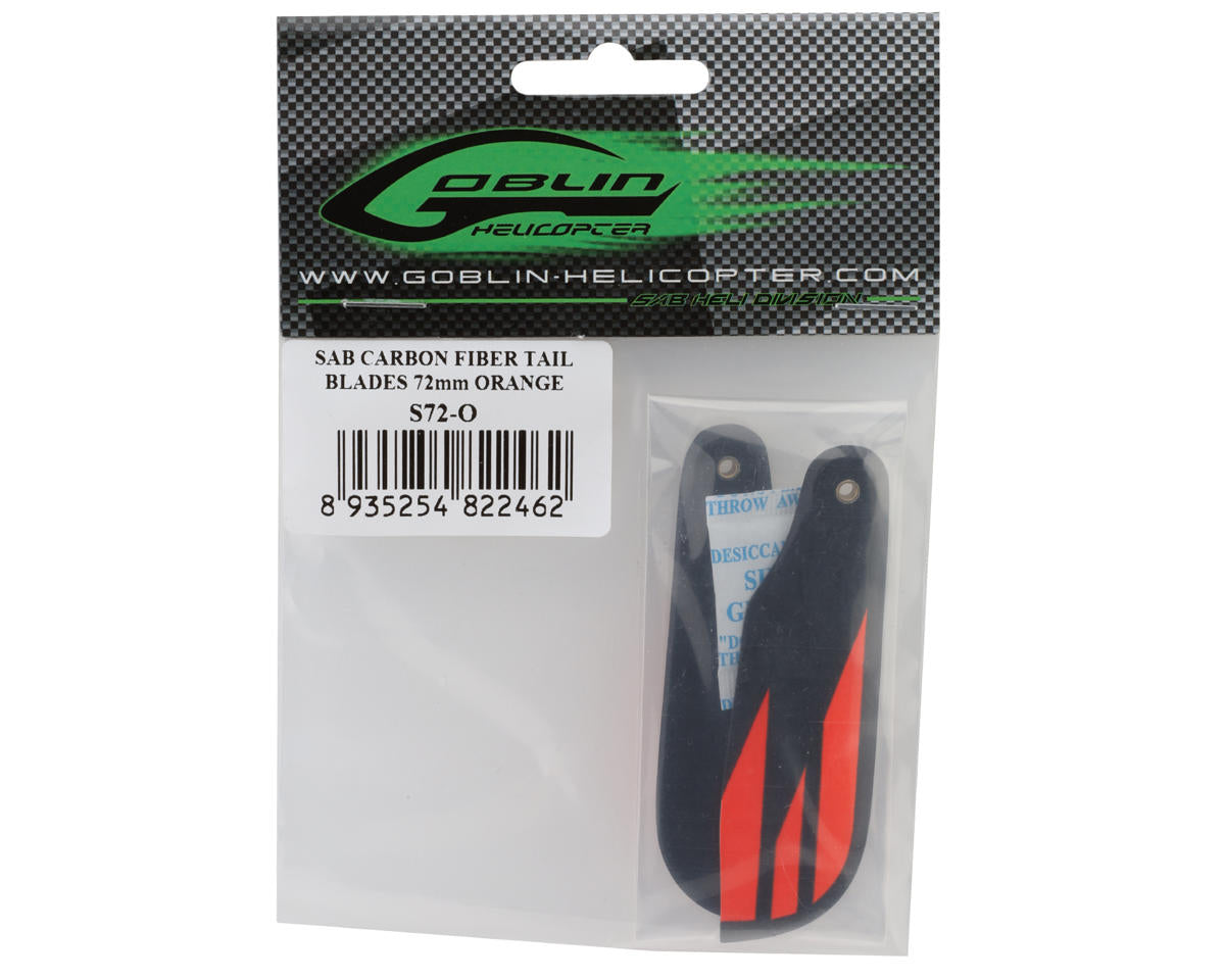 SAB Goblin 72mm Carbon Fiber Tail Blade Set (Orange)