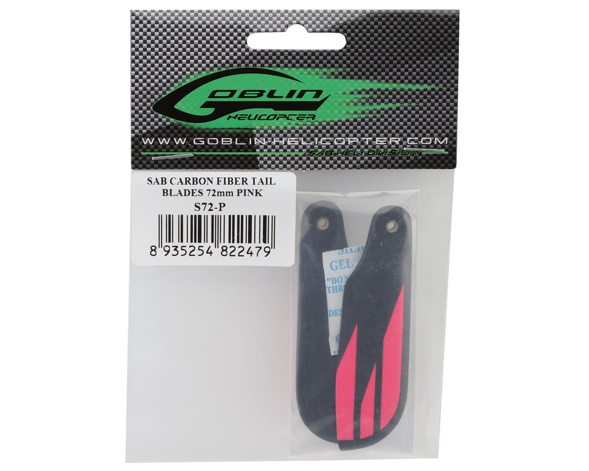 SAB Goblin 72mm Carbon Fiber Tail Blade Set (Pink)