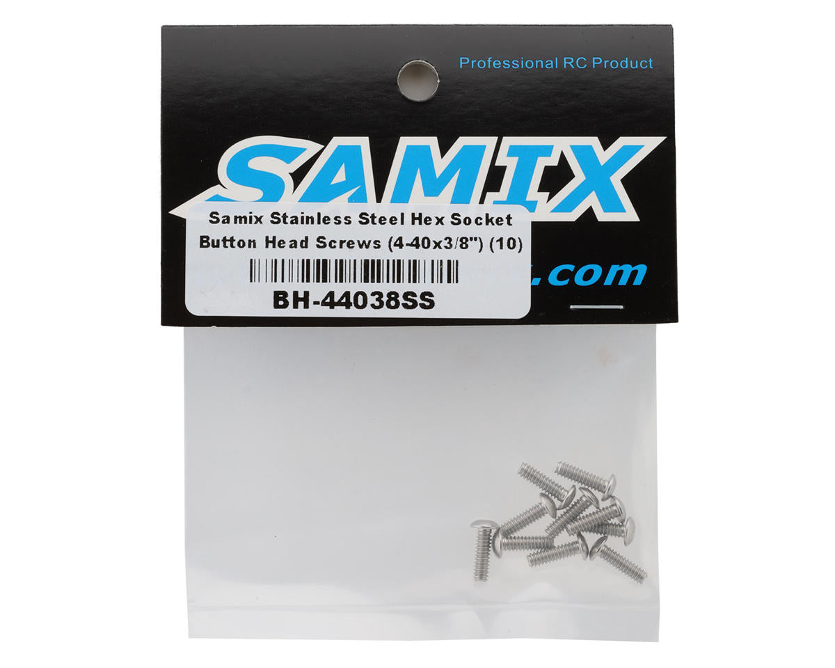 Samix Stainless Steel Button Head Hex Screws (10) (4-40) (3/8")
