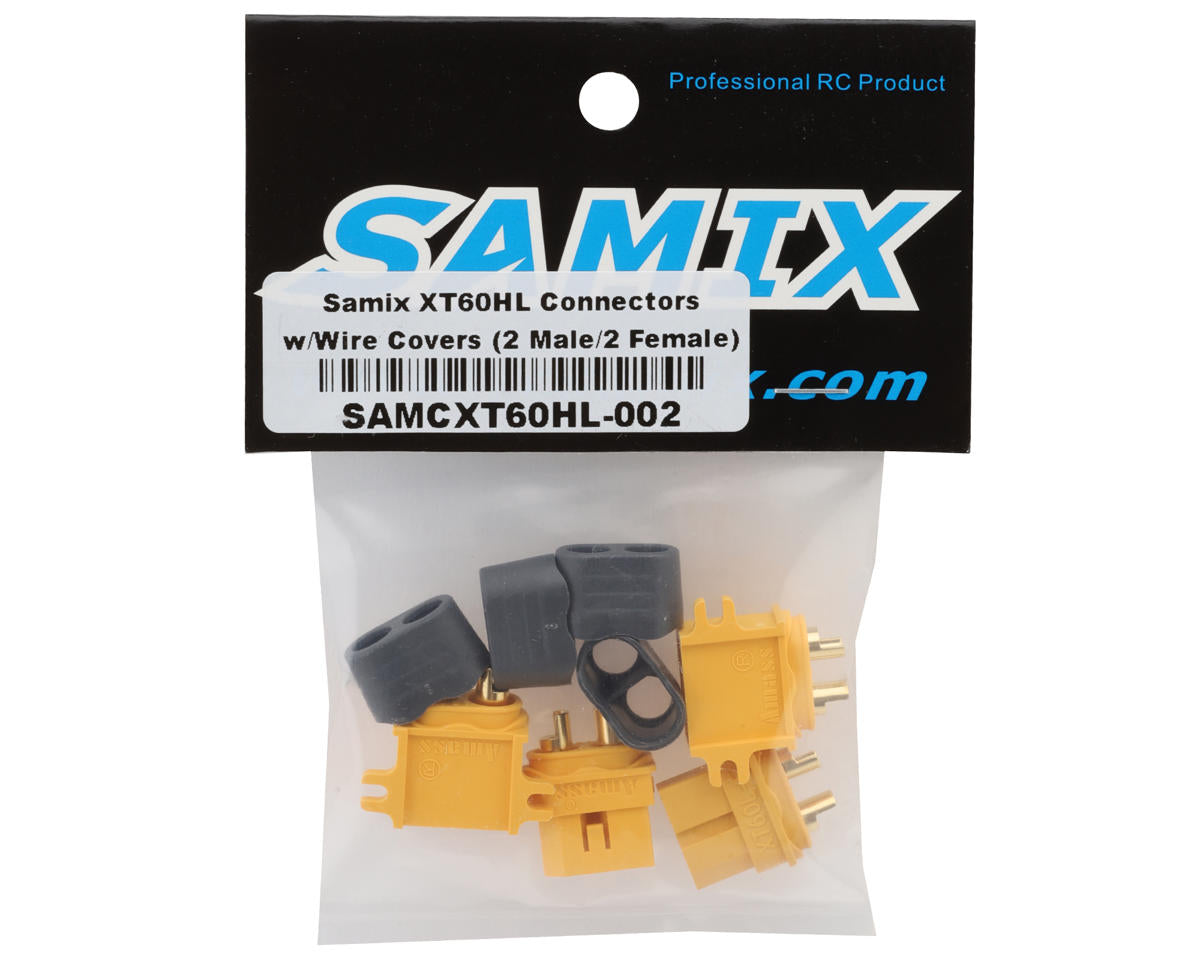 Samix XT60L Connectors w/Wire Covers (2 Male/2 Female)