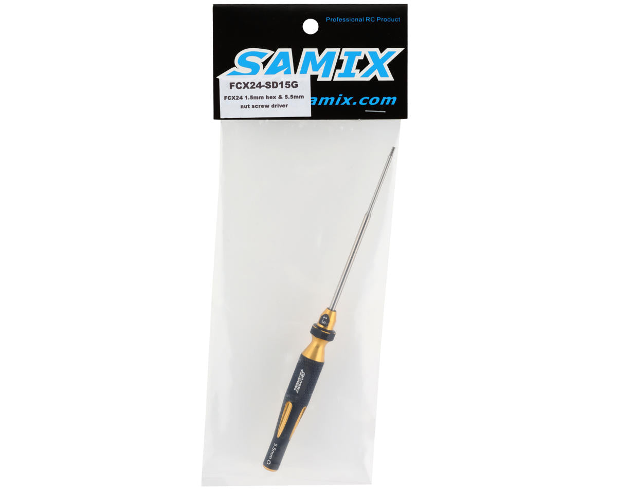 Samix FCX24 2-in-1 Hex Wrench/Nut Driver (Gold) (1.5mm Hex/5.5mm Nut)