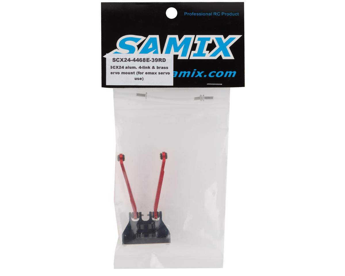 Samix SCX24 Brass Servo Mount & Aluminum 4-Link w/39mm Links (Red)