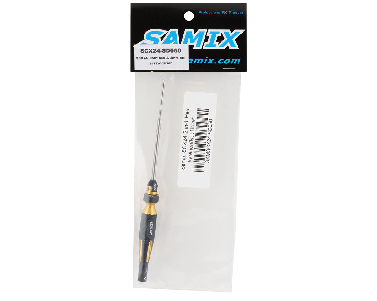 Samix SCX24 2-in-1 Hex Wrench/Nut Driver (Gold) (.050" Hex/4mm Nut)
