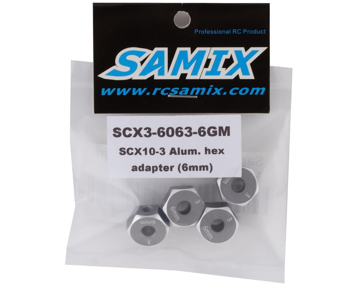 Samix SCX10 III Aluminum Hex Adapter (Grey) (4) (6mm)