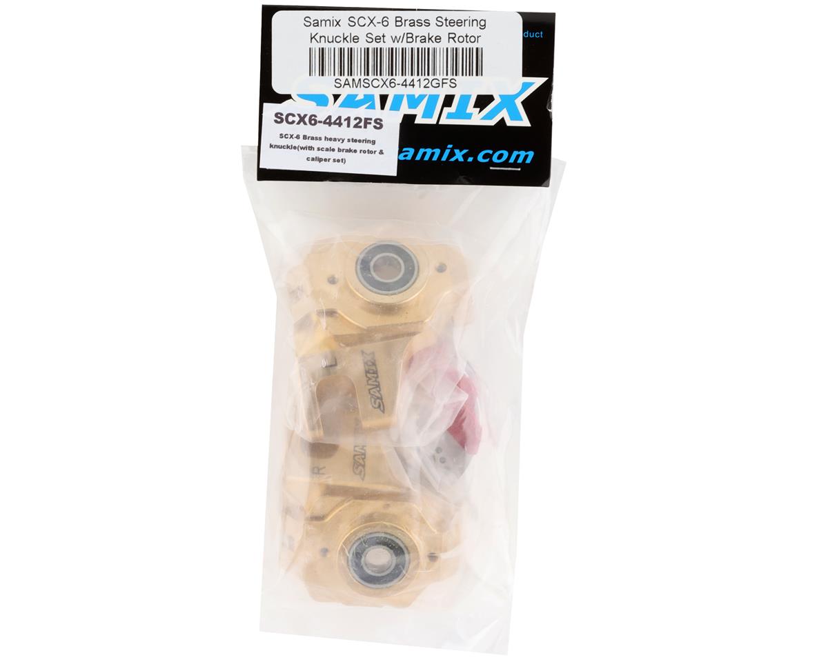 Samix SCX6 Brass Heavy Duty Steering Knuckle Set w/Brake Rotor