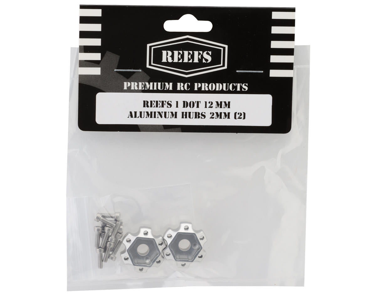 Reefs RC 12mm Hex "DOT" CNC-Machined Aluminum Hubs (Silver) (2) (2mm Offset)