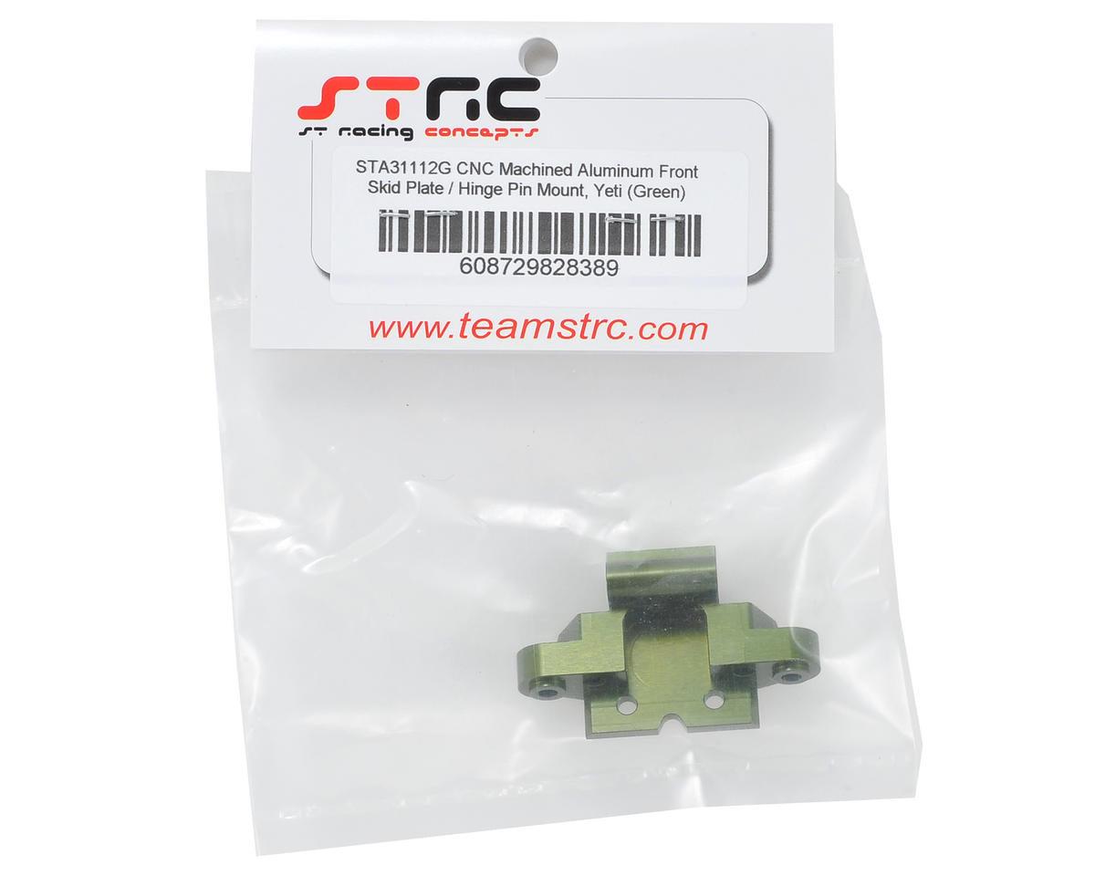 ST Racing Concepts Yeti Aluminum Front Skid Plate/Hinge Pin Mount (Green)