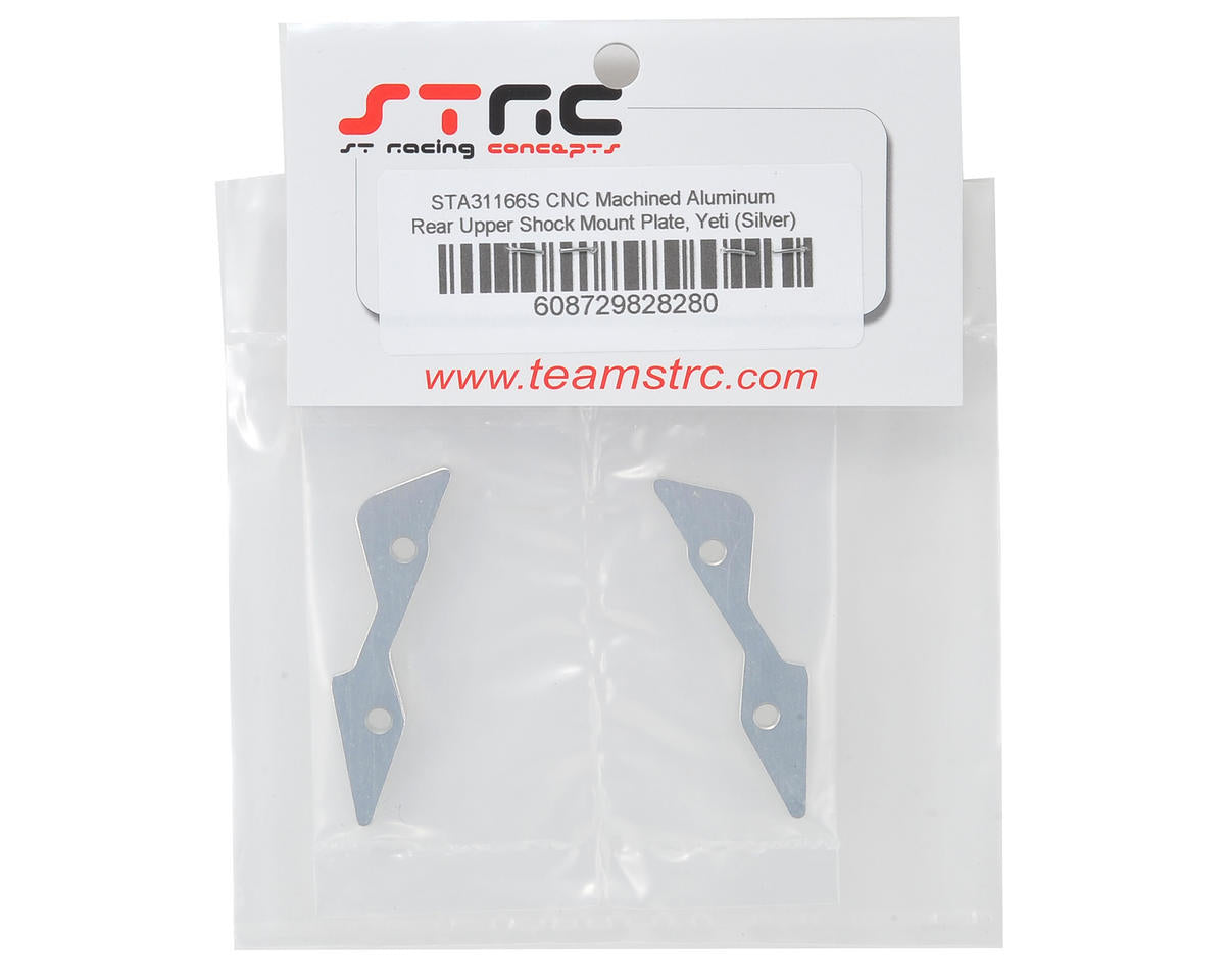 ST Racing Concepts Yeti Aluminum Rear Upper Shock Mount Plate (Silver)