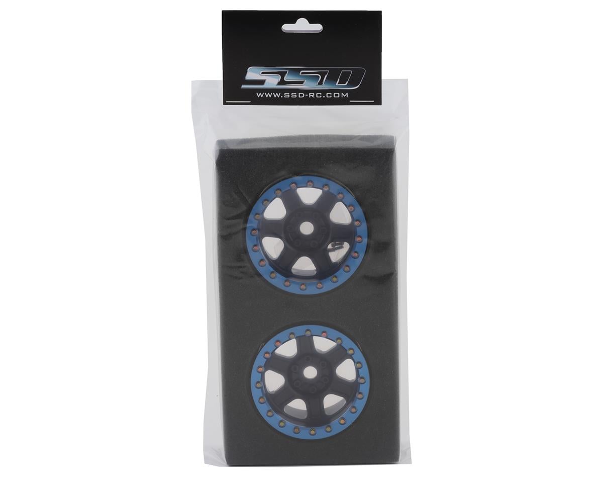 SSD RC Challenger 2.2" Beadlock Crawler Wheels (Black/Blue) (2)