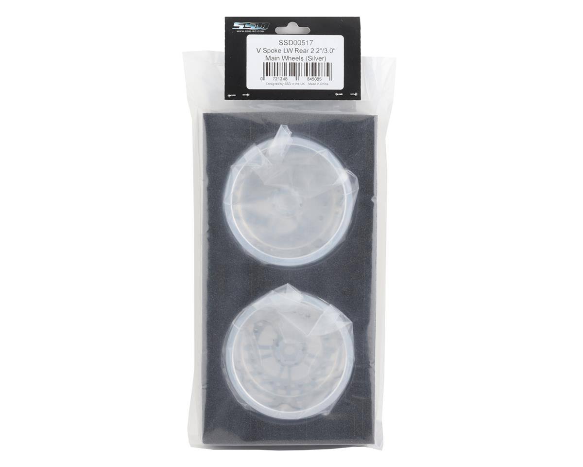 SSD RC V Spoke Lightweight Drag Rear Main Wheel Inserts (Silver) (2)