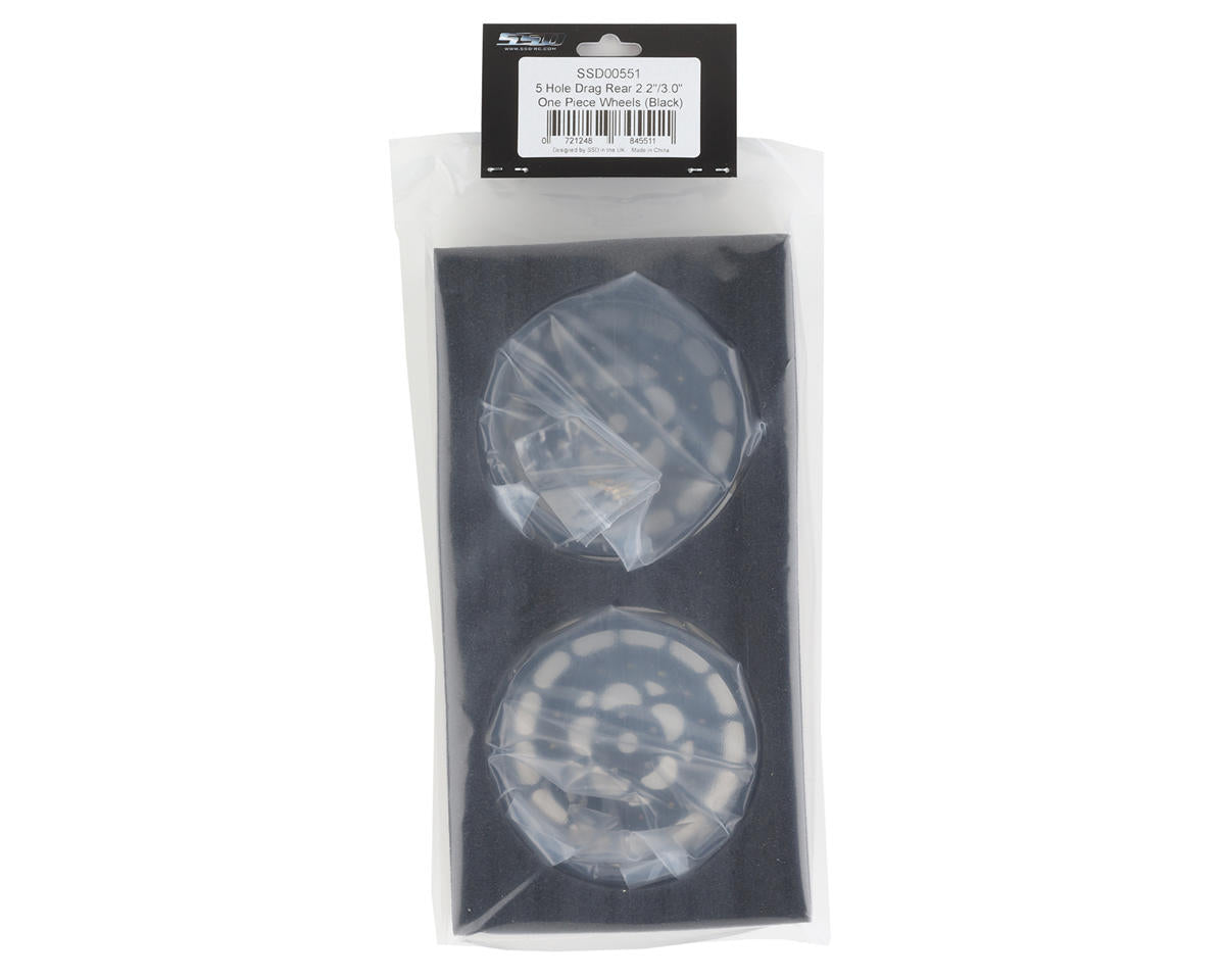 SSD RC 5 Hole One Piece Drag Rear Wheels (Black) (2)