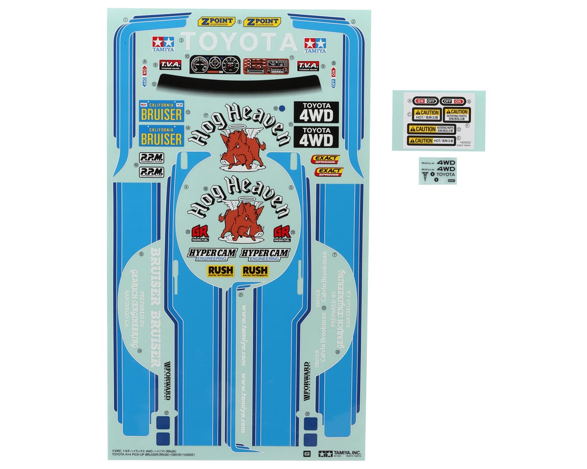Tamiya Toyota Bruiser Decal Sheet