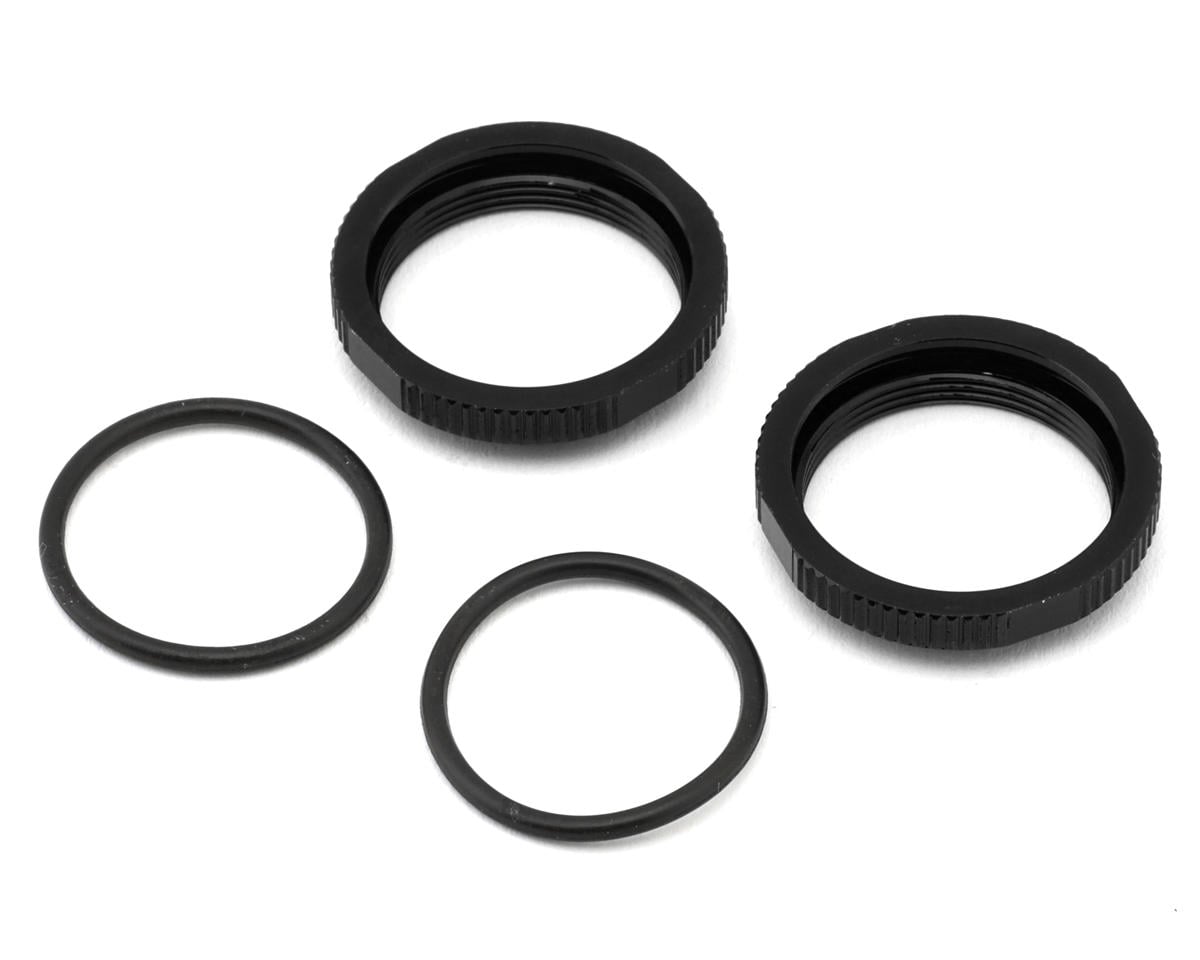 Tekno RC 16mm Aluminum Low Profile Shock Collars (Black) (2)
