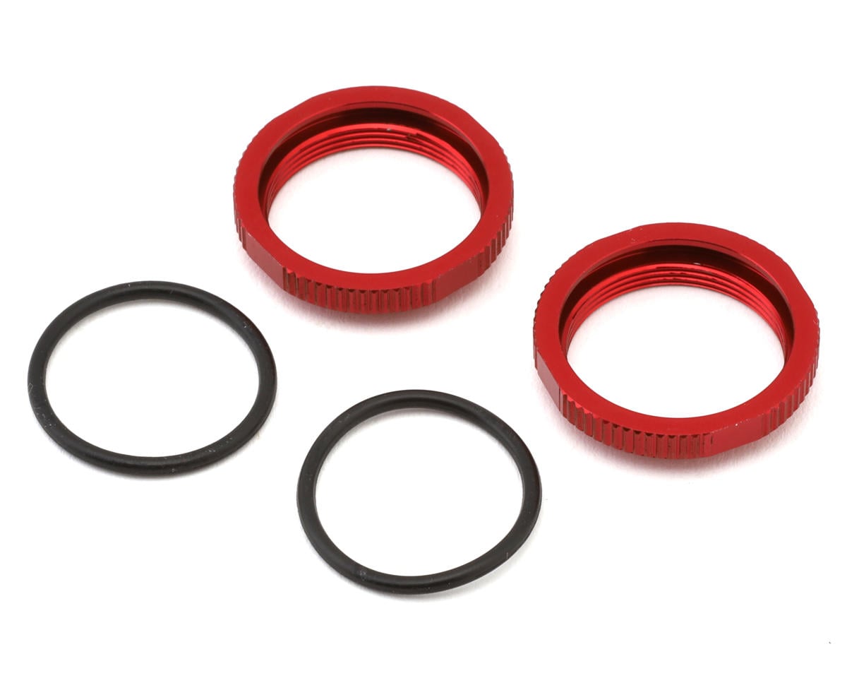 Tekno RC 16mm Aluminum Low Profile Shock Collars (Red) (2)