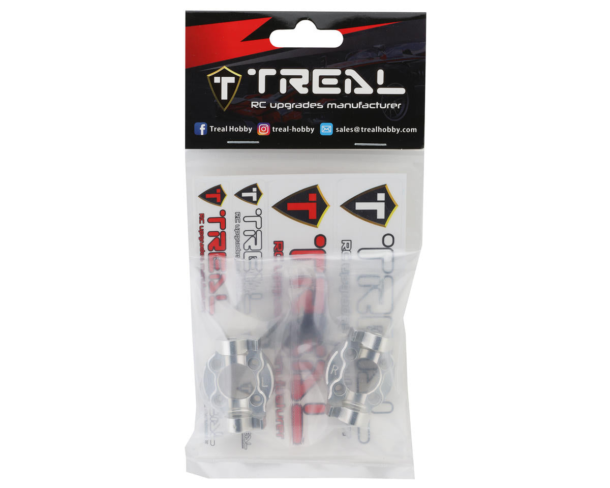 Treal Hobby LMT Aluminum Front C-Hub Spindle Carriers (Silver) (2) (0 Degree)